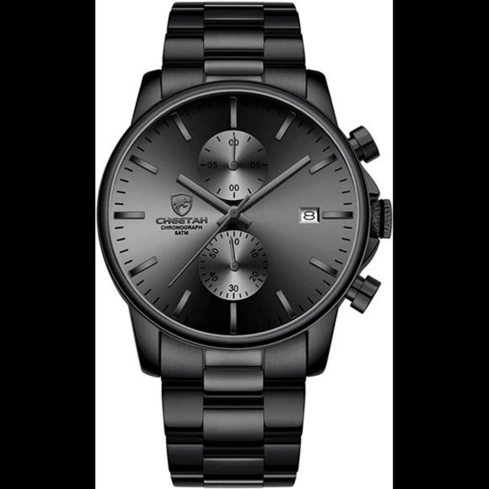 Stainless Steel Waterproof Chronograph Quartz Watch for Men, Auto Date